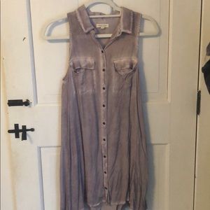 Silence and Noise Buttoned Shift Dress in Lilac